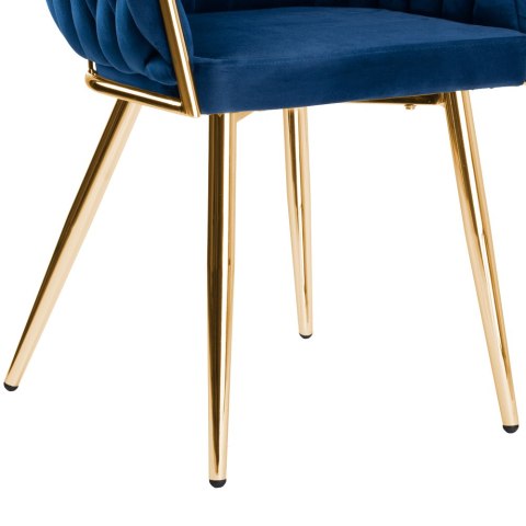 Krzesło welurowe plecione COFTON GOLD VELVET granatowe