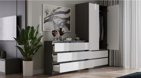 M6 MALWA KOMODA 120CM 6 SZUFLAD ANT/BIEL KOMPLET