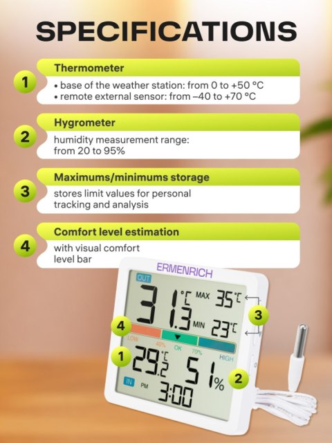 Termohigrometr Ermenrich Report WR10