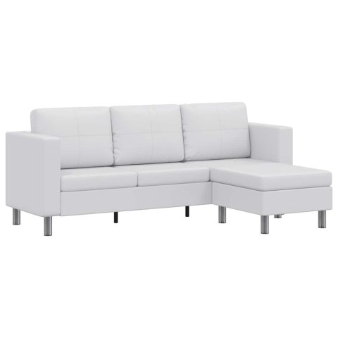 Sofa 3-osobowa, skóra syntetyczna, biała