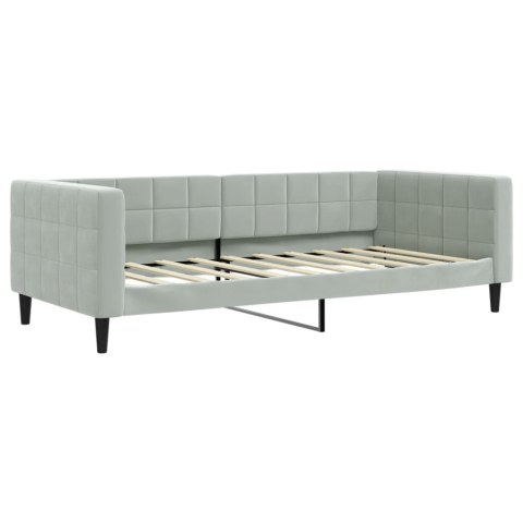 Sofa z materacem do spania, jasnoszara, 90x190 cm, aksamit
