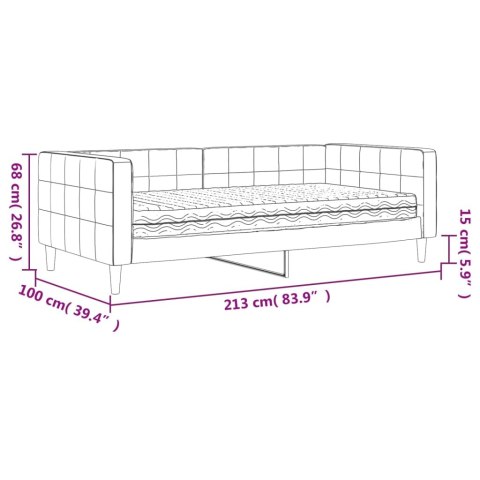 Sofa z materacem do spania, jasnoszara, 90x190 cm, aksamit