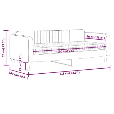 Sofa z materacem do spania, jasnoszara, 90x190 cm, aksamit