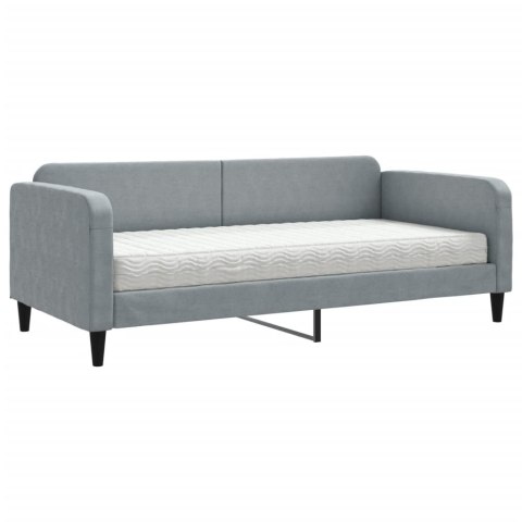 Sofa z materacem, jasnoszara, 90x190 cm, tkanina