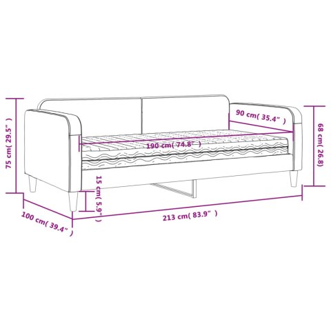 Sofa z materacem, jasnoszara, 90x190 cm, tkanina