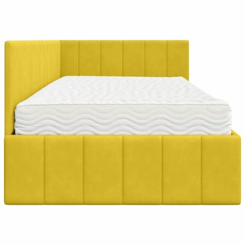 Rama Łóżka Narożnego z Materacem 2 pcs Żółty Aksamit