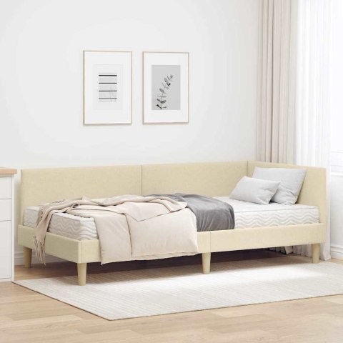 Rama Łóżka Narożnego z Materacem Inny 2 pcs Kremowy tkanina