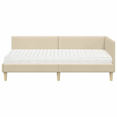 Rama Łóżka Narożnego z Materacem Inny 2 pcs Kremowy tkanina
