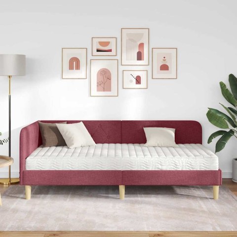 Rama łóżka narożnego Czerwone wino 100 x 200 cm tkanina