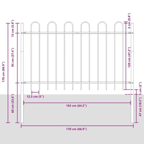 Ogrodzenie Ogrodowe 5 pcs Szary 8,5 x 1,2 m