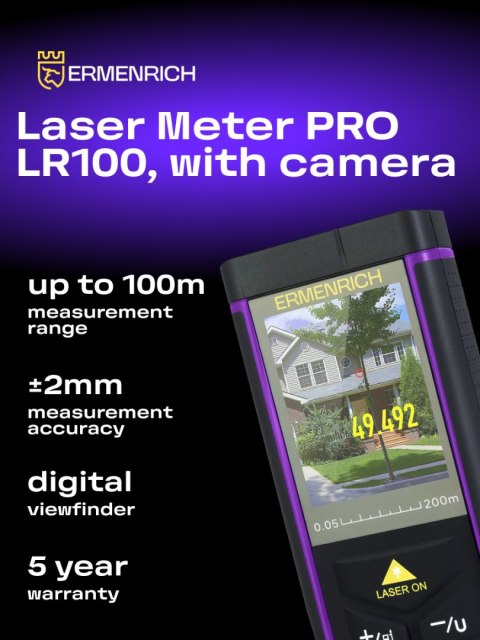 Miernik laserowy Ermenrich PRO LR100, z kamerą