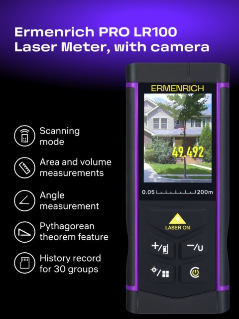 Miernik laserowy Ermenrich PRO LR100, z kamerą