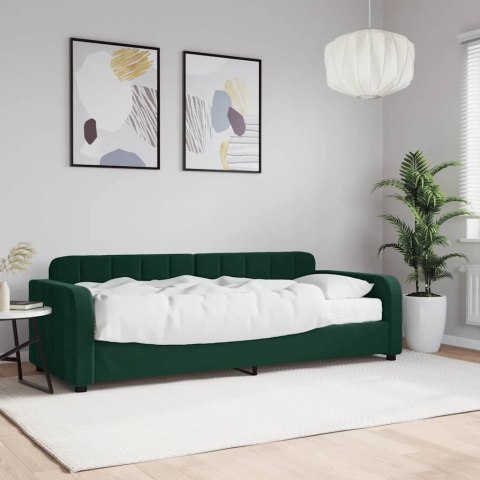 Sofa z materacem do spania, ciemnozielona, 80x200 cm, aksamit