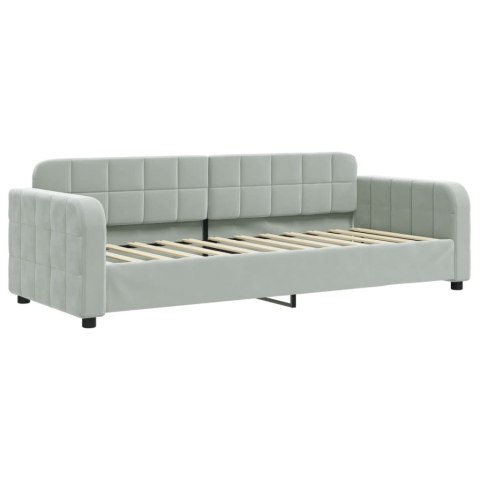 Sofa z materacem do spania, jasnoszara, 80x200 cm, aksamit