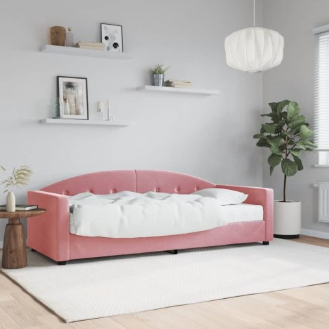 Sofa z materacem do spania, różowa, 80x200 cm, aksamit