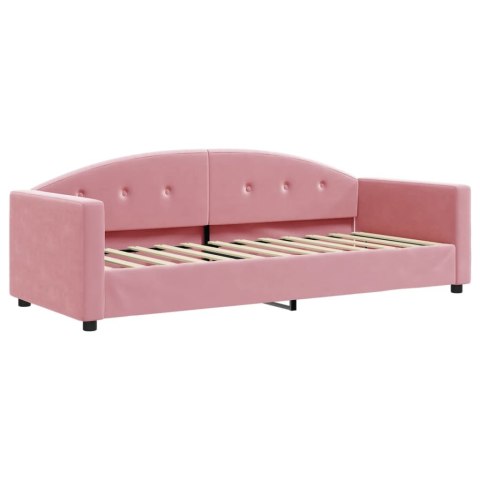 Sofa z materacem do spania, różowa, 80x200 cm, aksamit