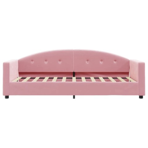 Sofa z materacem do spania, różowa, 80x200 cm, aksamit