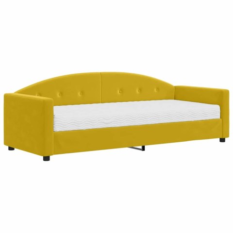 Sofa z materacem do spania, żółta, 80x200 cm, aksamit
