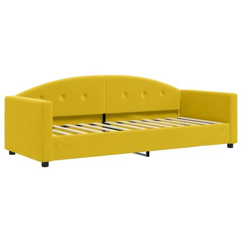 Sofa z materacem do spania, żółta, 80x200 cm, aksamit