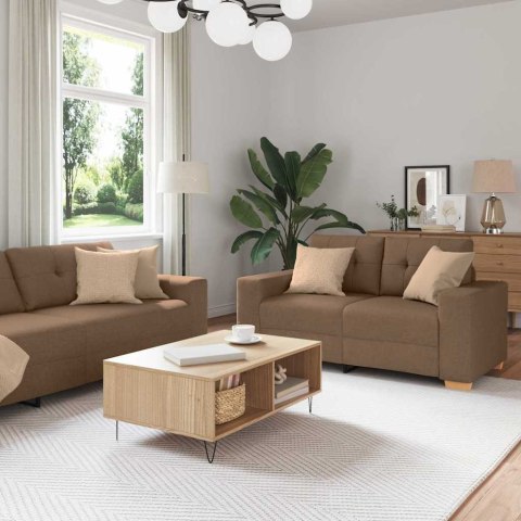 Sofa 3 pcs Brązowy 221 x 80 x 80 cm Tkanina lniana