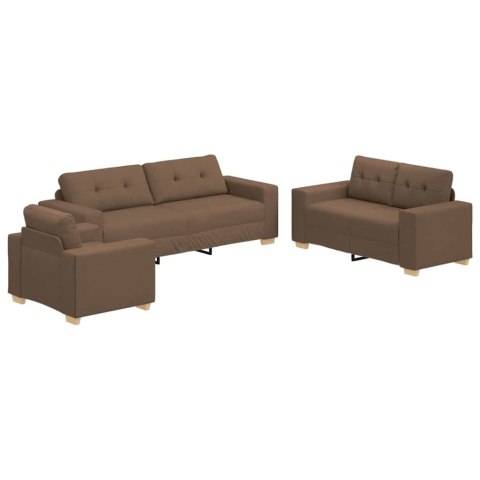 Sofa 3 pcs Brązowy 221 x 80 x 80 cm Tkanina lniana