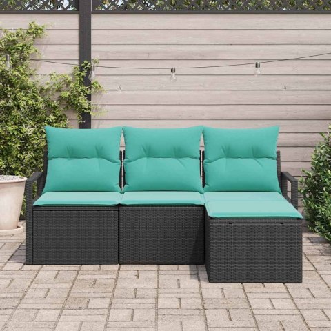 Zestaw Sof 4 pcs Czarny polirattan