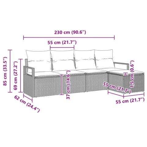 Zestaw Sof 5 pcs Czarny polirattan
