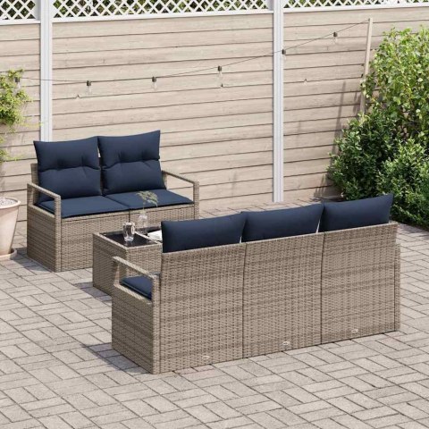 Zestaw Sof 6 pcs Szary i granatowy polirattan