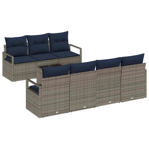 Zestaw Sof z poduszką 8 pcs Szary polirattan