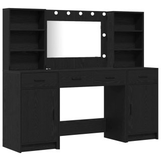 Zestaw toaletowy z LED 3 pcs Czarny Dąb Materiał drewnopochodny