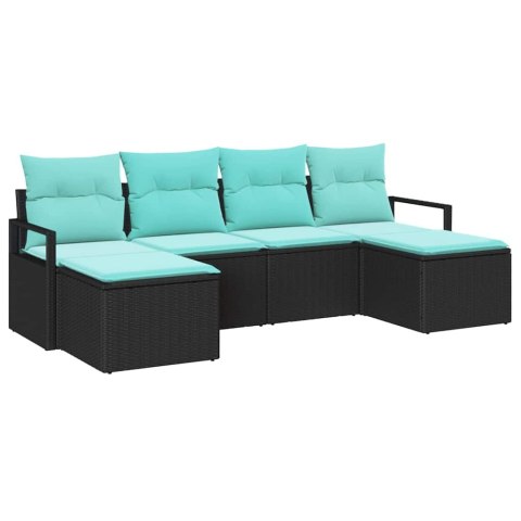 Zestaw Sof 6 pcs Czarny polirattan