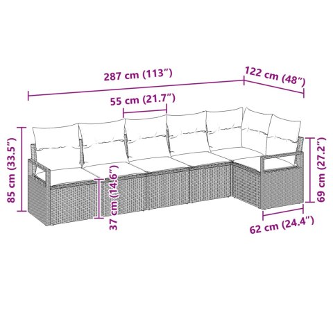 Zestaw Sof 6 pcs Szary polirattan
