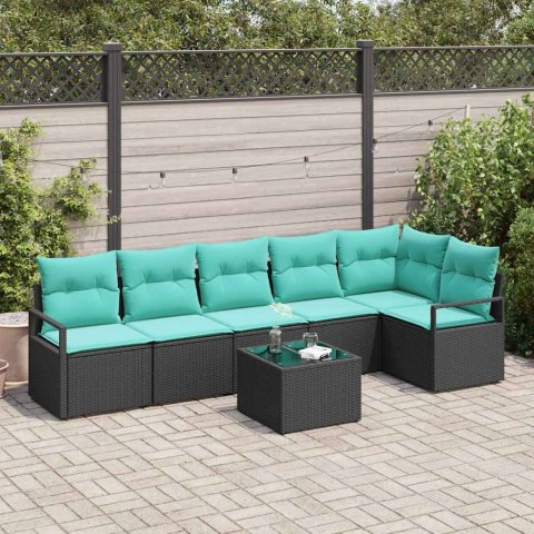 Zestaw Sof 7 pcs Czarny polirattan