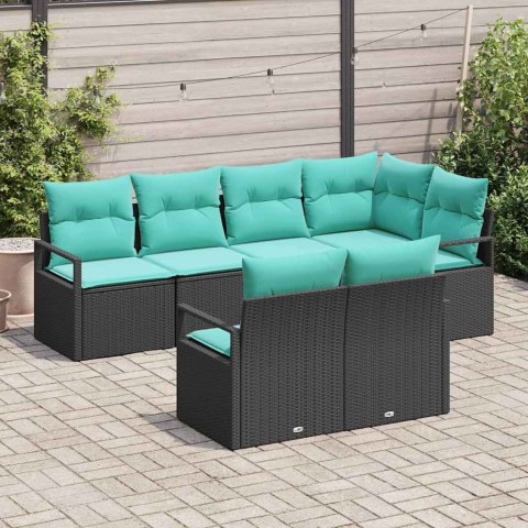 Zestaw Sof 7 pcs Czarny polirattan