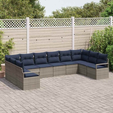 Zestaw Sof z poduszką 10 pcs Szary polirattan
