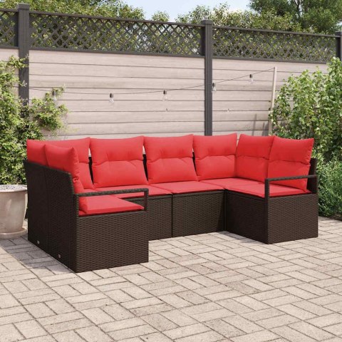 Zestaw Sof z poduszką 6 pcs Brązowy Rattan poli