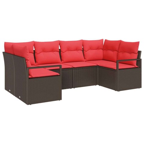 Zestaw Sof z poduszką 6 pcs Brązowy Rattan poli