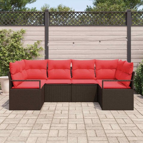 Zestaw Sof z poduszką 6 pcs Brązowy Rattan poli