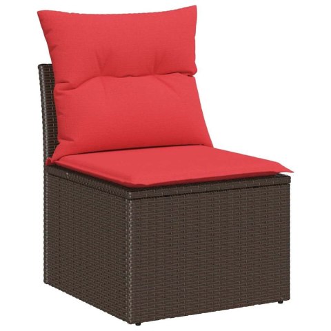 Zestaw Sof z poduszką 6 pcs Brązowy Rattan poli