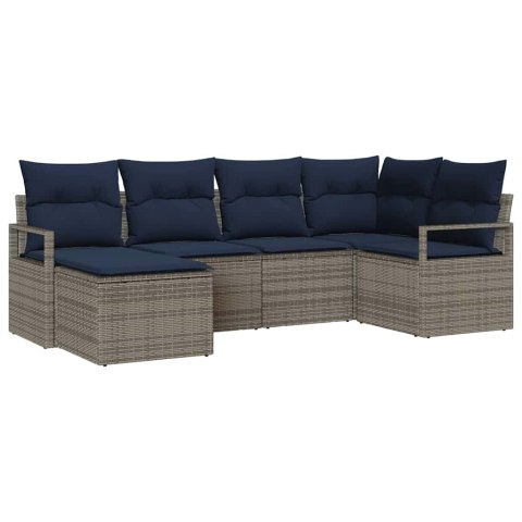 Zestaw Sof z poduszką 6 pcs Szary polirattan