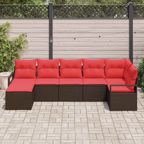 Zestaw Sof z poduszką 7 pcs Brązowy polirattan