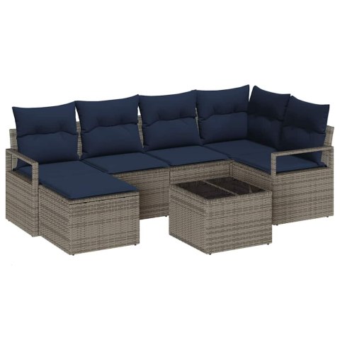 Zestaw Sof z poduszką 7 pcs Szary polirattan