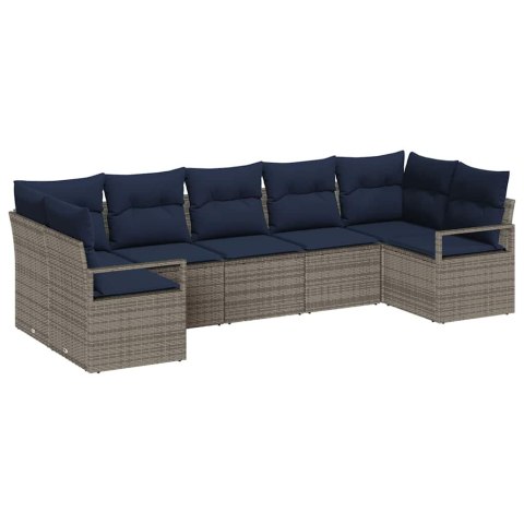 Zestaw Sof z poduszką 7 pcs Szary polirattan