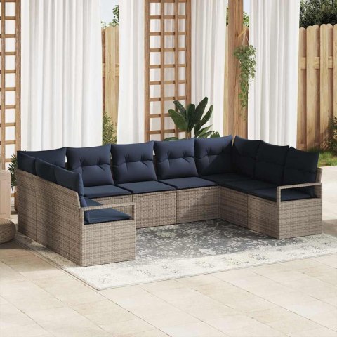 Zestaw Sof z poduszką 9 pcs Szary polirattan