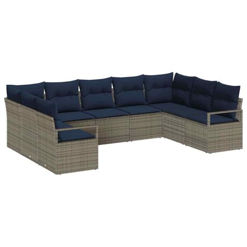 Zestaw Sof z poduszką 9 pcs Szary polirattan