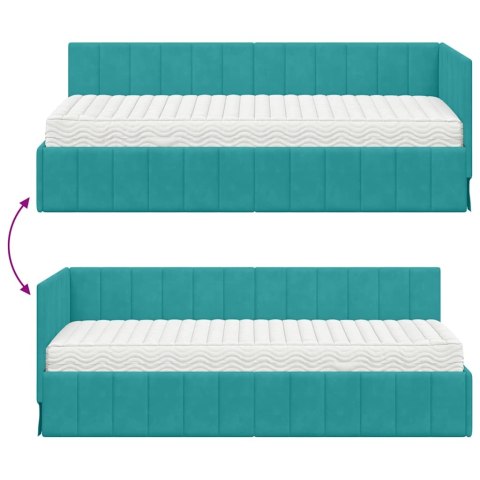 Rama Łóżka Narożnego z Materacem 2 pcs Turkusowy Aksamit