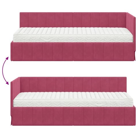Rama Łóżka Narożnego z Materacem 2 pcs Zielony Aksamit