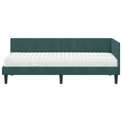 Rama Łóżka Narożnego z Materacem 2 pcs Zielony Aksamit