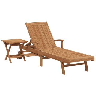 Leżak z poduszką 1-osoba 2 pcs Brązowy Lite drewno teakowe