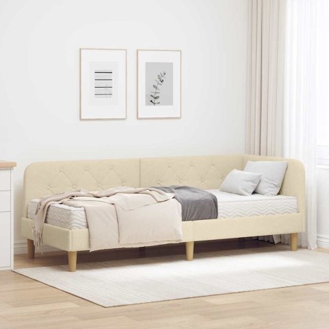 Rama łóżka narożnego Kremowy 80 x 200 cm tkanina